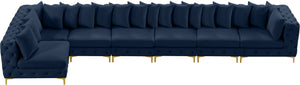 Tremblay Velvet / Engineered Wood / Metal / Foam Contemporary Navy Velvet Modular Sectional - 198" W x 69" D x 33" H