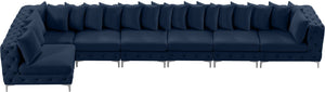 Tremblay Velvet / Engineered Wood / Metal / Foam Contemporary Navy Velvet Modular Sectional - 198" W x 69" D x 33" H