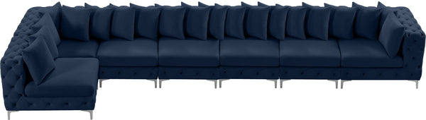 Tremblay Velvet / Engineered Wood / Metal / Foam Contemporary Navy Velvet Modular Sectional - 198" W x 69" D x 33" H