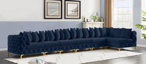Tremblay Velvet / Engineered Wood / Metal / Foam Contemporary Navy Velvet Modular Sectional - 198" W x 69" D x 33" H