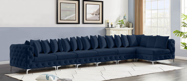 Tremblay Velvet / Engineered Wood / Metal / Foam Contemporary Navy Velvet Modular Sectional - 198" W x 69" D x 33" H