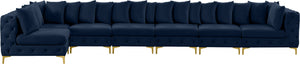 Tremblay Velvet / Engineered Wood / Metal / Foam Contemporary Navy Velvet Modular Sectional - 198" W x 69" D x 33" H