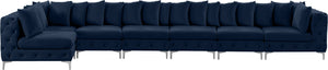Tremblay Velvet / Engineered Wood / Metal / Foam Contemporary Navy Velvet Modular Sectional - 198" W x 69" D x 33" H