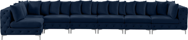 Tremblay Velvet / Engineered Wood / Metal / Foam Contemporary Navy Velvet Modular Sectional - 198" W x 69" D x 33" H