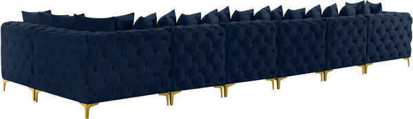 Tremblay Velvet / Engineered Wood / Metal / Foam Contemporary Navy Velvet Modular Sectional - 198" W x 69" D x 33" H