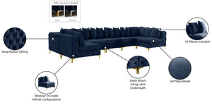 Tremblay Velvet / Engineered Wood / Metal / Foam Contemporary Navy Velvet Modular Sectional - 168" W x 69" D x 33" H