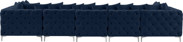 Tremblay Velvet / Engineered Wood / Metal / Foam Contemporary Navy Velvet Modular Sectional - 168" W x 69" D x 33" H