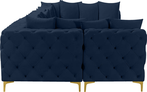 Tremblay Velvet / Engineered Wood / Metal / Foam Contemporary Navy Velvet Modular Sectional - 168" W x 69" D x 33" H