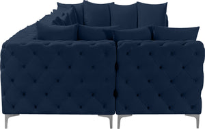 Tremblay Velvet / Engineered Wood / Metal / Foam Contemporary Navy Velvet Modular Sectional - 168" W x 69" D x 33" H