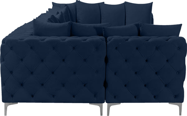 Tremblay Velvet / Engineered Wood / Metal / Foam Contemporary Navy Velvet Modular Sectional - 168" W x 69" D x 33" H