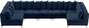 Tremblay Velvet / Engineered Wood / Metal / Foam Contemporary Navy Velvet Modular Sectional - 168" W x 69" D x 33" H