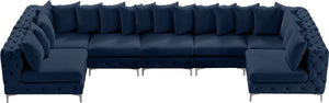 Tremblay Velvet / Engineered Wood / Metal / Foam Contemporary Navy Velvet Modular Sectional - 168" W x 69" D x 33" H