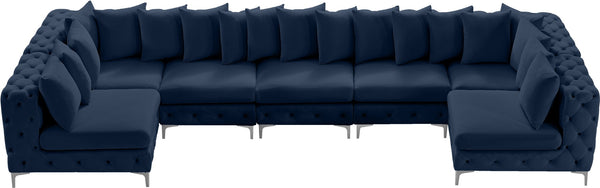 Tremblay Velvet / Engineered Wood / Metal / Foam Contemporary Navy Velvet Modular Sectional - 168" W x 69" D x 33" H