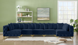 Tremblay Velvet / Engineered Wood / Metal / Foam Contemporary Navy Velvet Modular Sectional - 168" W x 69" D x 33" H