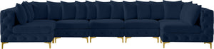 Tremblay Velvet / Engineered Wood / Metal / Foam Contemporary Navy Velvet Modular Sectional - 168" W x 69" D x 33" H