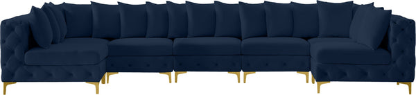 Tremblay Velvet / Engineered Wood / Metal / Foam Contemporary Navy Velvet Modular Sectional - 168" W x 69" D x 33" H