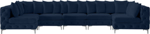 Tremblay Velvet / Engineered Wood / Metal / Foam Contemporary Navy Velvet Modular Sectional - 168" W x 69" D x 33" H