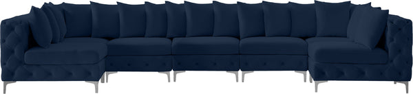 Tremblay Velvet / Engineered Wood / Metal / Foam Contemporary Navy Velvet Modular Sectional - 168" W x 69" D x 33" H