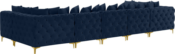 Tremblay Velvet / Engineered Wood / Metal / Foam Contemporary Navy Velvet Modular Sectional - 168" W x 69" D x 33" H
