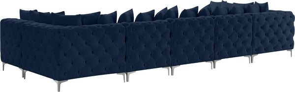 Tremblay Velvet / Engineered Wood / Metal / Foam Contemporary Navy Velvet Modular Sectional - 168" W x 69" D x 33" H