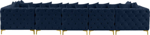 Tremblay Velvet / Engineered Wood / Metal / Foam Contemporary Navy Velvet Modular Sectional - 168" W x 69" D x 33" H