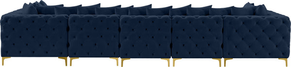 Tremblay Velvet / Engineered Wood / Metal / Foam Contemporary Navy Velvet Modular Sectional - 168" W x 69" D x 33" H