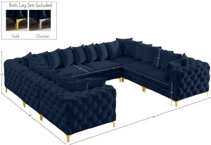 Tremblay Velvet / Engineered Wood / Metal / Foam Contemporary Navy Velvet Modular Sectional - 138" W x 108" D x 33" H
