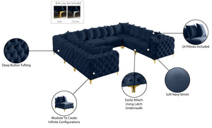 Tremblay Velvet / Engineered Wood / Metal / Foam Contemporary Navy Velvet Modular Sectional - 138" W x 108" D x 33" H