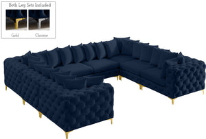 Tremblay Velvet / Engineered Wood / Metal / Foam Contemporary Navy Velvet Modular Sectional - 138" W x 108" D x 33" H