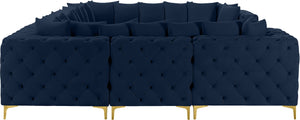 Tremblay Velvet / Engineered Wood / Metal / Foam Contemporary Navy Velvet Modular Sectional - 138" W x 108" D x 33" H