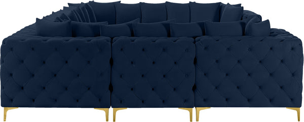 Tremblay Velvet / Engineered Wood / Metal / Foam Contemporary Navy Velvet Modular Sectional - 138" W x 108" D x 33" H