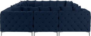 Tremblay Velvet / Engineered Wood / Metal / Foam Contemporary Navy Velvet Modular Sectional - 138" W x 108" D x 33" H