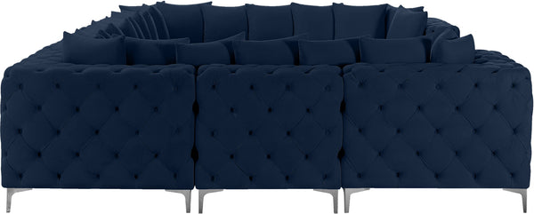 Tremblay Velvet / Engineered Wood / Metal / Foam Contemporary Navy Velvet Modular Sectional - 138" W x 108" D x 33" H