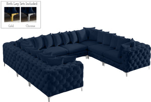 Tremblay Velvet / Engineered Wood / Metal / Foam Contemporary Navy Velvet Modular Sectional - 138" W x 108" D x 33" H