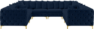 Tremblay Velvet / Engineered Wood / Metal / Foam Contemporary Navy Velvet Modular Sectional - 138" W x 108" D x 33" H