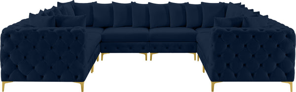 Tremblay Velvet / Engineered Wood / Metal / Foam Contemporary Navy Velvet Modular Sectional - 138" W x 108" D x 33" H
