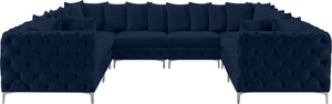Tremblay Velvet / Engineered Wood / Metal / Foam Contemporary Navy Velvet Modular Sectional - 138" W x 108" D x 33" H