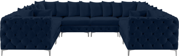 Tremblay Velvet / Engineered Wood / Metal / Foam Contemporary Navy Velvet Modular Sectional - 138" W x 108" D x 33" H