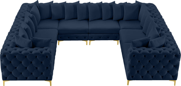 Tremblay Velvet / Engineered Wood / Metal / Foam Contemporary Navy Velvet Modular Sectional - 138" W x 108" D x 33" H