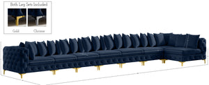 Tremblay Velvet / Engineered Wood / Metal / Foam Contemporary Navy Velvet Modular Sectional - 228" W x 69" D x 33" H