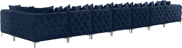 Tremblay Velvet / Engineered Wood / Metal / Foam Contemporary Navy Velvet Modular Sectional - 228" W x 69" D x 33" H