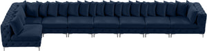 Tremblay Velvet / Engineered Wood / Metal / Foam Contemporary Navy Velvet Modular Sectional - 228" W x 69" D x 33" H