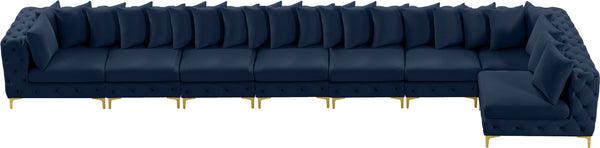 Tremblay Velvet / Engineered Wood / Metal / Foam Contemporary Navy Velvet Modular Sectional - 228" W x 69" D x 33" H