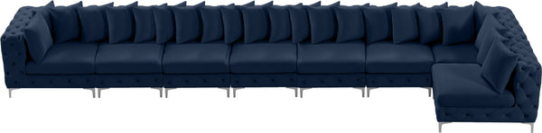 Tremblay Velvet / Engineered Wood / Metal / Foam Contemporary Navy Velvet Modular Sectional - 228" W x 69" D x 33" H