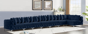 Tremblay Velvet / Engineered Wood / Metal / Foam Contemporary Navy Velvet Modular Sectional - 228" W x 69" D x 33" H