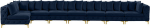 Tremblay Velvet / Engineered Wood / Metal / Foam Contemporary Navy Velvet Modular Sectional - 228" W x 69" D x 33" H