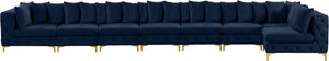 Tremblay Velvet / Engineered Wood / Metal / Foam Contemporary Navy Velvet Modular Sectional - 228" W x 69" D x 33" H