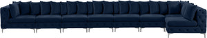 Tremblay Velvet / Engineered Wood / Metal / Foam Contemporary Navy Velvet Modular Sectional - 228" W x 69" D x 33" H