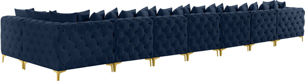 Tremblay Velvet / Engineered Wood / Metal / Foam Contemporary Navy Velvet Modular Sectional - 228" W x 69" D x 33" H
