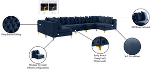 Tremblay Velvet / Engineered Wood / Metal / Foam Contemporary Navy Velvet Modular Sectional - 198" W x 69" D x 33" H